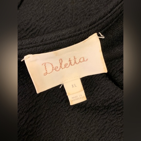 Black Ruched Stretch Top by Deletta for Anthropologie Size XL - Picture 4 of 7